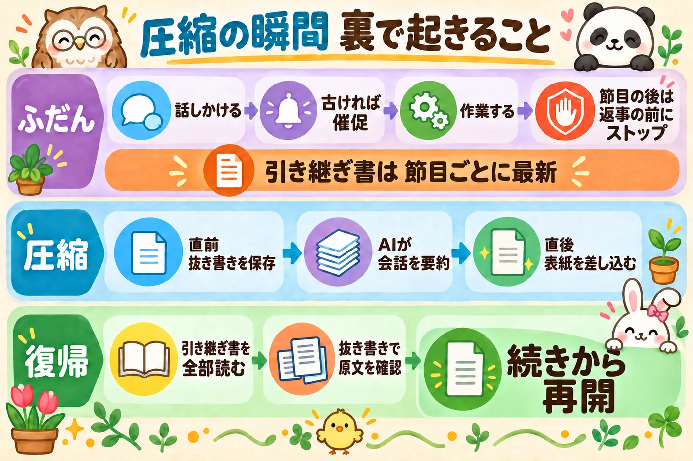 ふだん・圧縮・復帰の3段